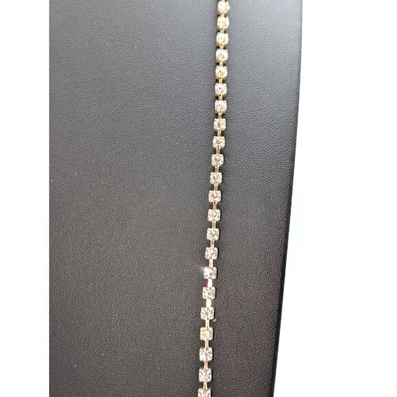 40" Long Silver Tone Vintage Set Rhinestone Necklace - Picture 4 of 8